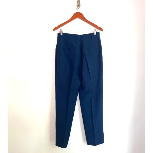 Akris Punto Linen Blend Straight Leg Dress Pants Trousers Size 6 Navy Minimalist - Picture 2 of 7